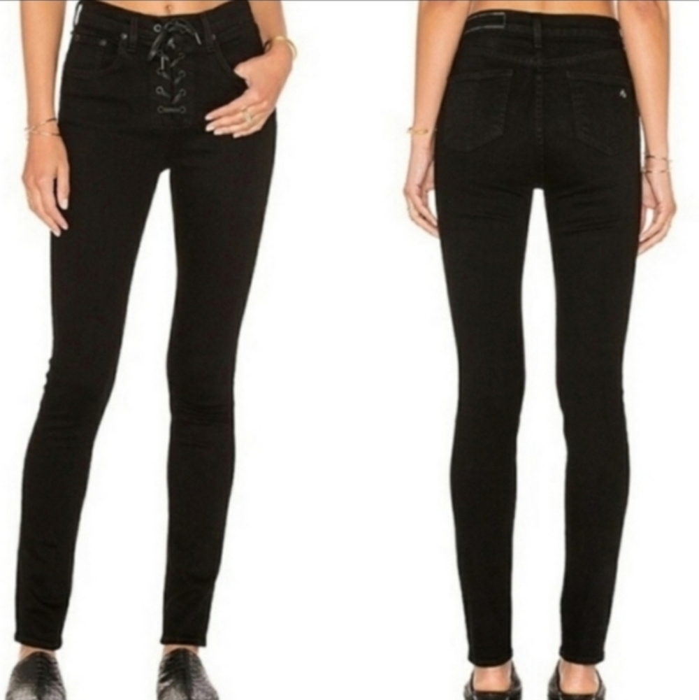 Rag & Bone Black Lace Up Skinny jeans Size 25
